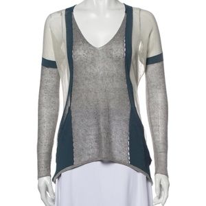 Helmut Lang Linen Colorblock Pattern Sweater
